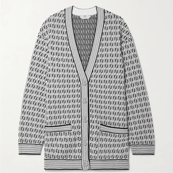 Fendi Wo Logo Ff Interlace Cardigan White - Picture 3 of 7